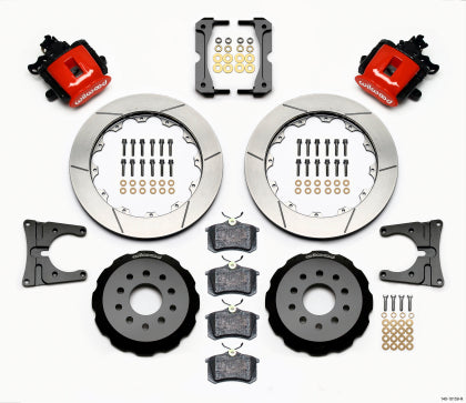 2005-2014 Mustang Wilwood CPB Rear Big Brake Kit with Slotted Rotors and Red Calipers