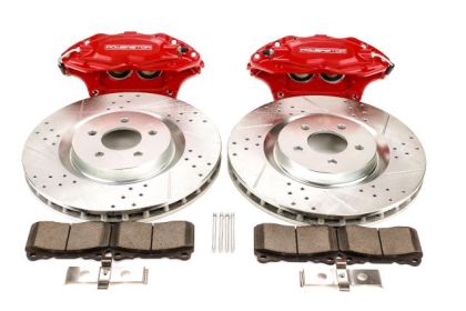 2005-2014 Mustang V6 and GT Power Stop Front Big Brake Conversion Kit Red Calipers