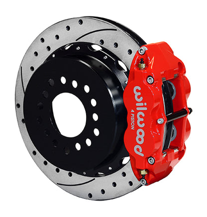 2005-2014 Mustang Wilwood Superlite 4R Rear Big Brake Kit with Drilled and Slotted Rotors and Red Calipers