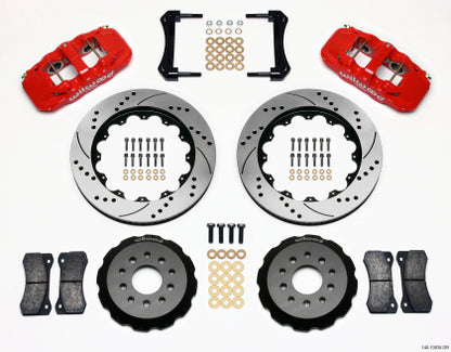 2005-2014 Mustang Wilwood AERO6 Front Big Brake Kit with Drilled and Slotted Rotors and Red Calipers