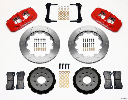 2005-2014 Mustang Wilwood AERO6 Front Big Brake Kit with Slotted Rotors and Red Calipers
