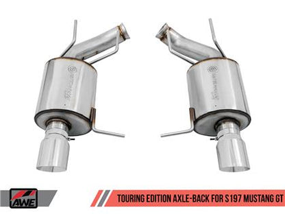 2011-2014 Mustang GT and 2011-2012 GT500 AWE Touring Edition Axle-Back Exhaust with Chrome Silver Tips