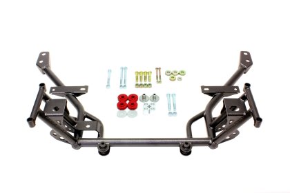 2005-2014 Mustang BMR K-Member with 0.50-Inch Lowered Motor Mounts; Standard Rack Mount Black Hammertone