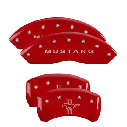 2010-2014 Mustang MGP Caliper Covers for Ford Mustang Red Tri-Bar Pony Logo