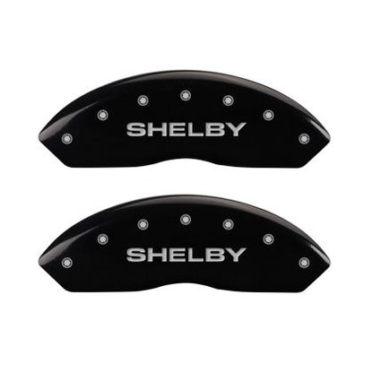 2010-2014 Mustang V6 and GT MGP Caliper Covers for Ford Mustang Black Shelby Snake Logo