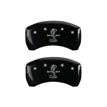 2010-2014 Mustang V6 and GT MGP Caliper Covers for Ford Mustang Black Shelby Snake Logo
