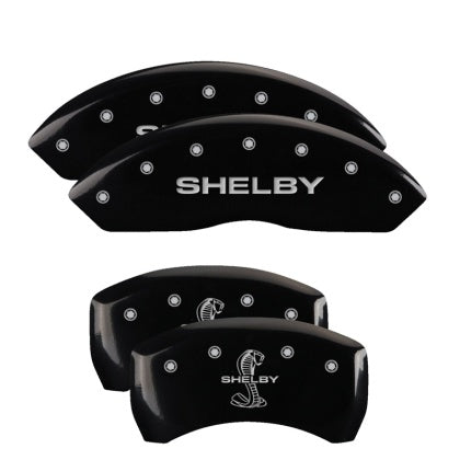 2010-2014 Mustang V6 and GT MGP Caliper Covers for Ford Mustang Black Shelby Snake Logo