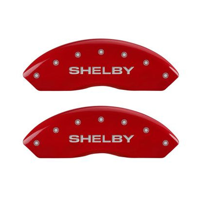 2010-2014 Mustang MGP Caliper Covers for Ford Mustang Red with Shelby Snake Logo