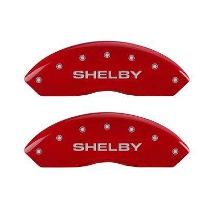 2010-2014 Mustang MGP Caliper Covers for Ford Mustang Red with Shelby Snake Logo