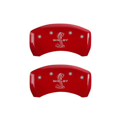 2010-2014 Mustang MGP Caliper Covers for Ford Mustang Red with Shelby Snake Logo