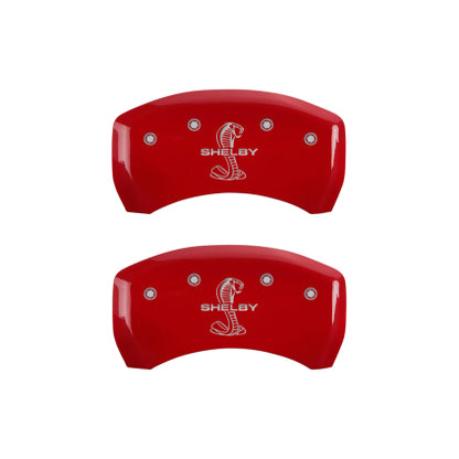 2010-2014 Mustang MGP Caliper Covers for Ford Mustang Red with Shelby Snake Logo