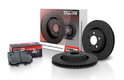 2005-2014 Mustang Hawk Performance Talon Drilled and Slotted Brake Rotor and HPS 5.0 Pad Kit (Rear)