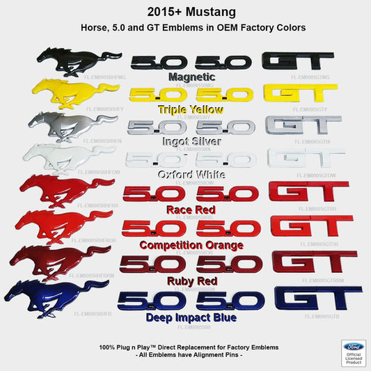 2015-2023 Mustang GT Emblem Package Color Coded Ford Officially Licensed