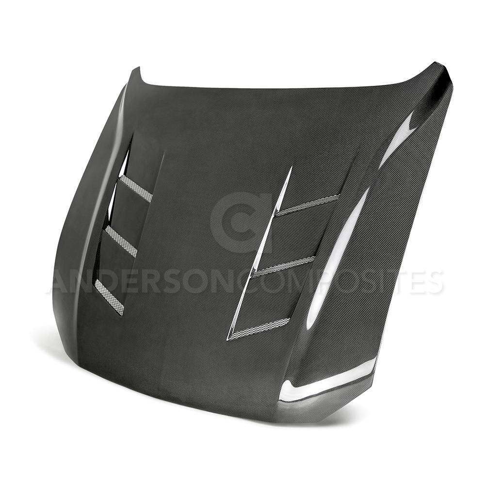 2018-2023 FORD MUSTANG TYPE-SA DOUBLE SIDED CARBON FIBER HEAT EXTRACTOR HOOD