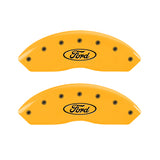 2010-2014 Mustang MGP Caliper Covers for Ford Mustang Yellow Ford Oval Logo