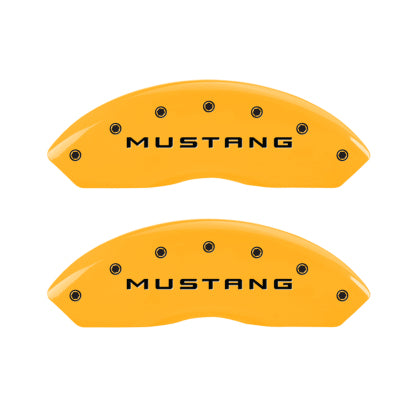 2010-2014 Mustang MGP Caliper Covers for Ford Mustang Yellow Tri-Bar Pony Logo