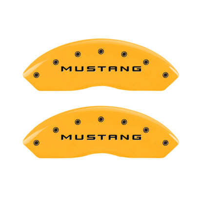 2010-2014 Mustang MGP Caliper Covers for Ford Mustang Yellow Tri-Bar Pony Logo