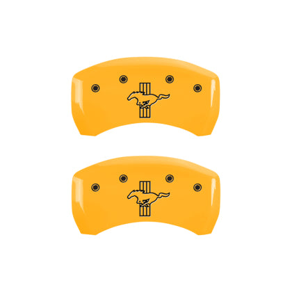 2010-2014 Mustang MGP Caliper Covers for Ford Mustang Yellow Tri-Bar Pony Logo