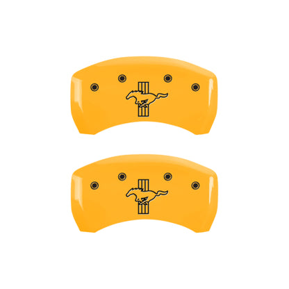2010-2014 Mustang MGP Caliper Covers for Ford Mustang Yellow Tri-Bar Pony Logo