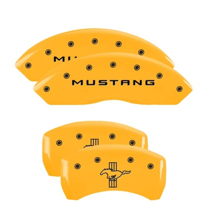 2010-2014 Mustang MGP Caliper Covers for Ford Mustang Yellow Tri-Bar Pony Logo